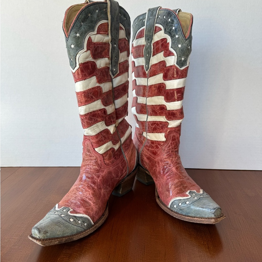 CORRAL A2515 ladies leather American Flag  western cowboy boots snip toe sz 7
